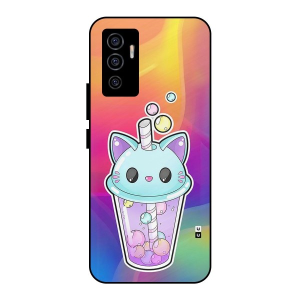 Cat Drink Metal Back Case for Vivo V23e