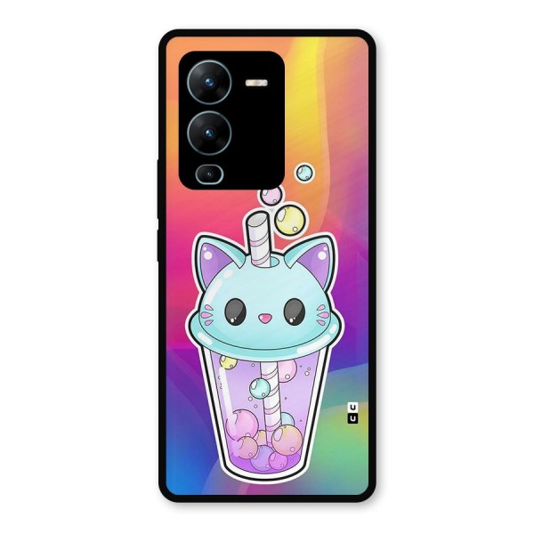 Cat Drink Metal Back Case for Vivo V25 Pro