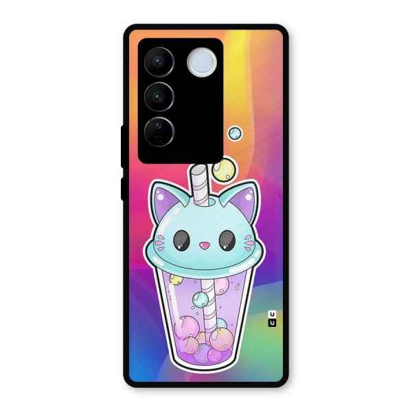 Cat Drink Metal Back Case for Vivo V27 Pro