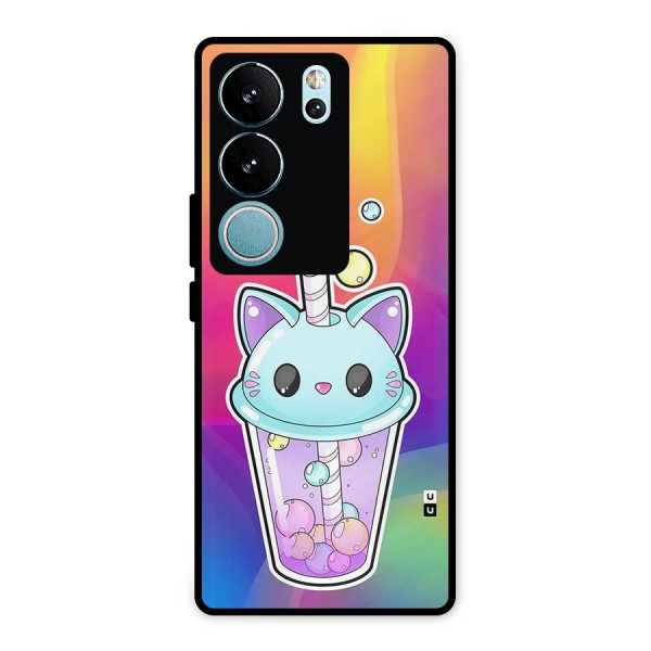 Cat Drink Metal Back Case for Vivo V29 Pro