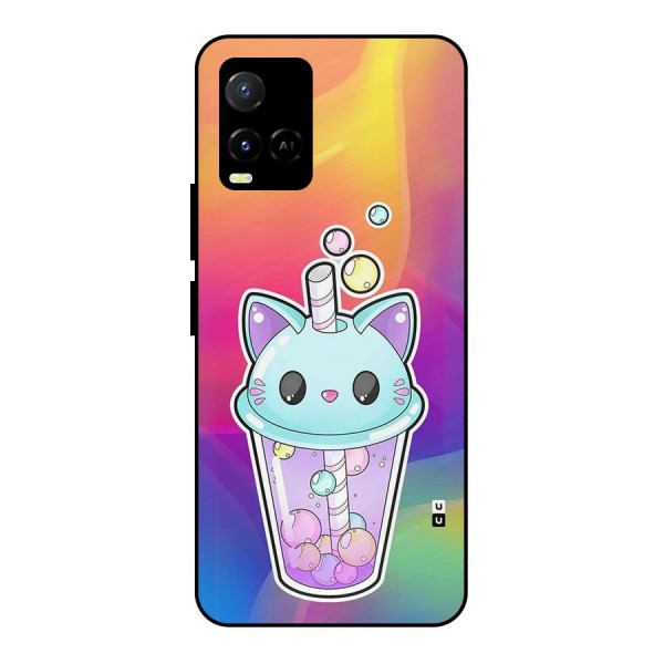 Cat Drink Metal Back Case for Vivo Y21