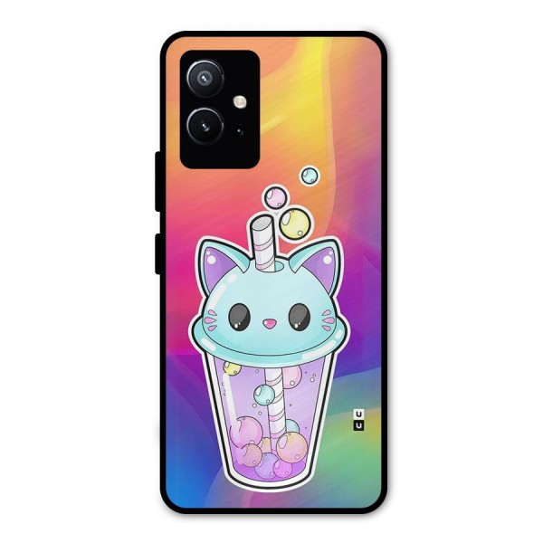 Cat Drink Metal Back Case for Vivo Y75 5G