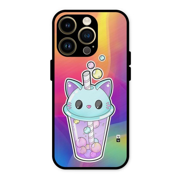 Cat Drink Metal Back Case for iPhone 14 Pro