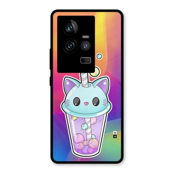 Cat Drink Metal Back Case for iQOO 11 5G