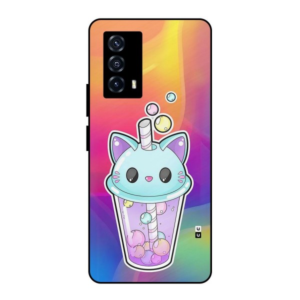 Cat Drink Metal Back Case for iQOO Z5