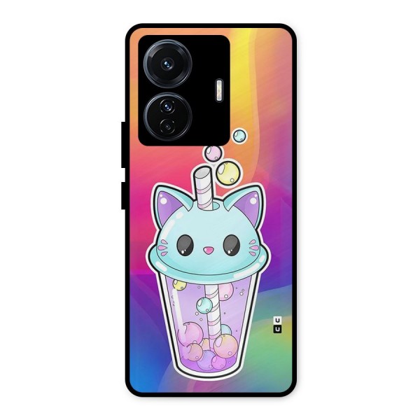 Cat Drink Metal Back Case for iQOO Z6