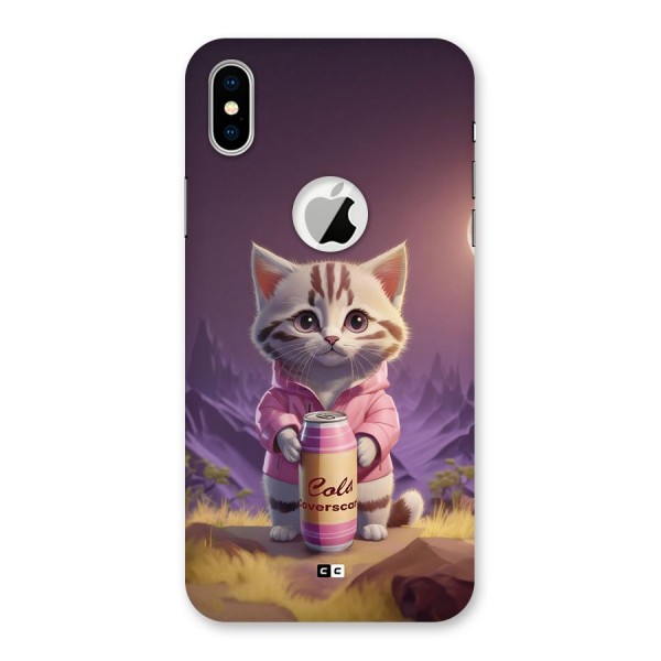 Cat Holding Can Back Case for iPhone XS Logo Cut