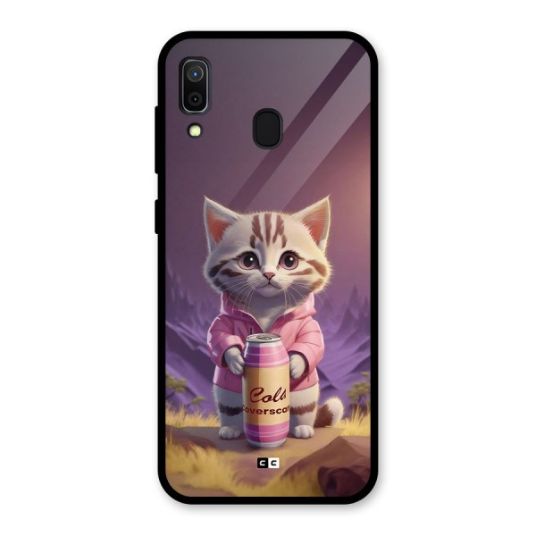 Cat Holding Can Glass Back Case for Galaxy A30