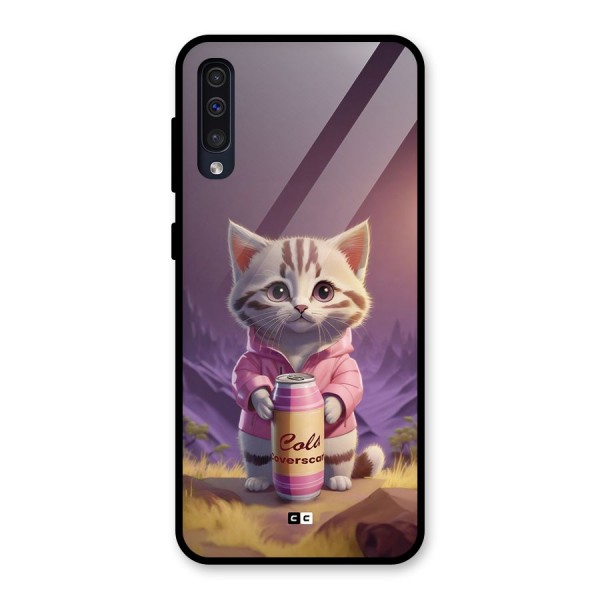 Cat Holding Can Glass Back Case for Galaxy A50