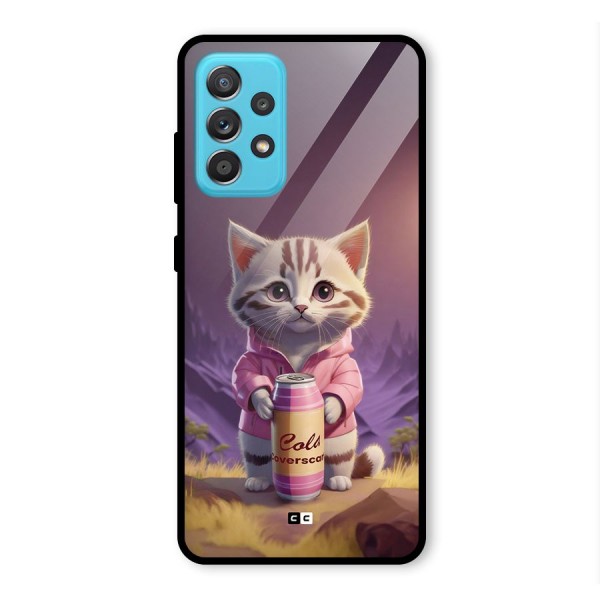 Cat Holding Can Glass Back Case for Galaxy A52