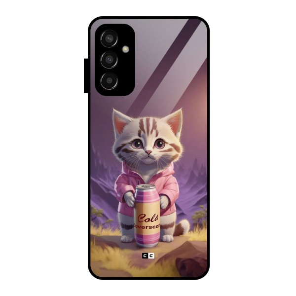 Cat Holding Can Glass Back Case for Galaxy F13