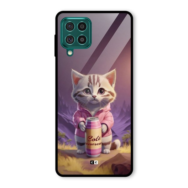 Cat Holding Can Glass Back Case for Galaxy F62