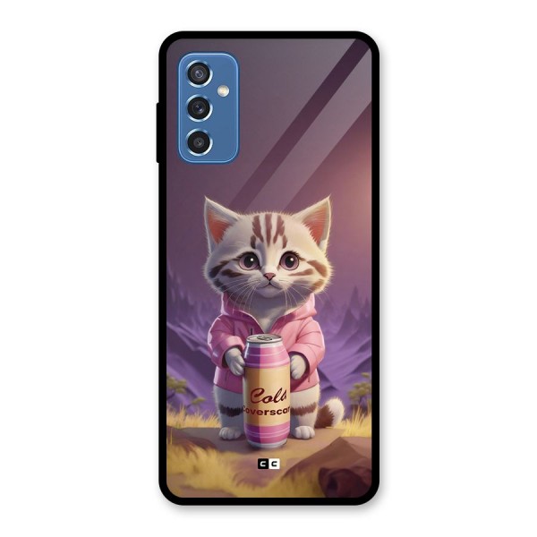 Cat Holding Can Glass Back Case for Galaxy M52 5G