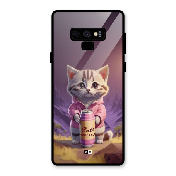 Cat Holding Can Glass Back Case for Galaxy Note 9