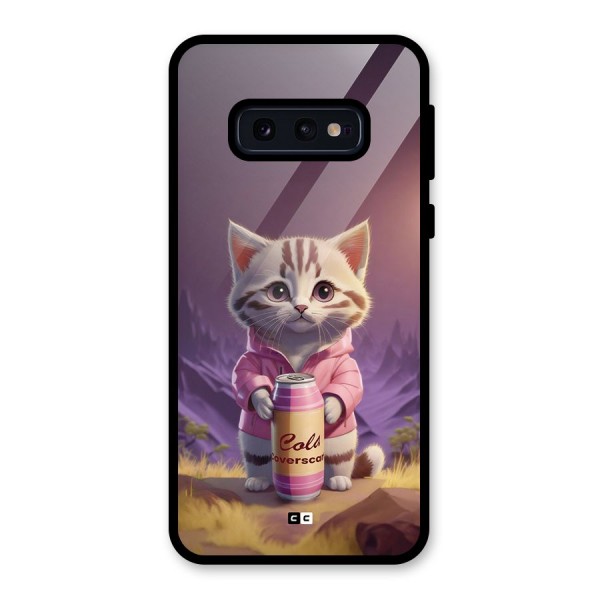 Cat Holding Can Glass Back Case for Galaxy S10e