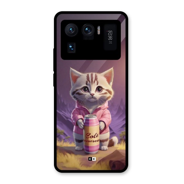 Cat Holding Can Glass Back Case for Mi 11 Ultra