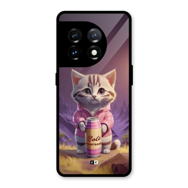 Cat Holding Can Glass Back Case for OnePlus 11