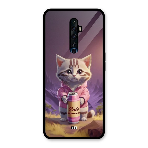 Cat Holding Can Glass Back Case for Oppo Reno2 F