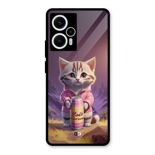 Cat Holding Can Glass Back Case for Poco F5