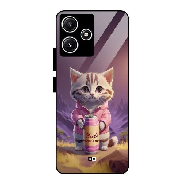 Cat Holding Can Glass Back Case for Poco M6 Pro