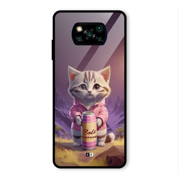 Cat Holding Can Glass Back Case for Poco X3 Pro