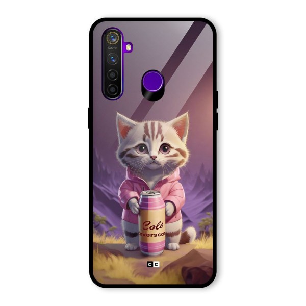 Cat Holding Can Glass Back Case for Realme 5 Pro