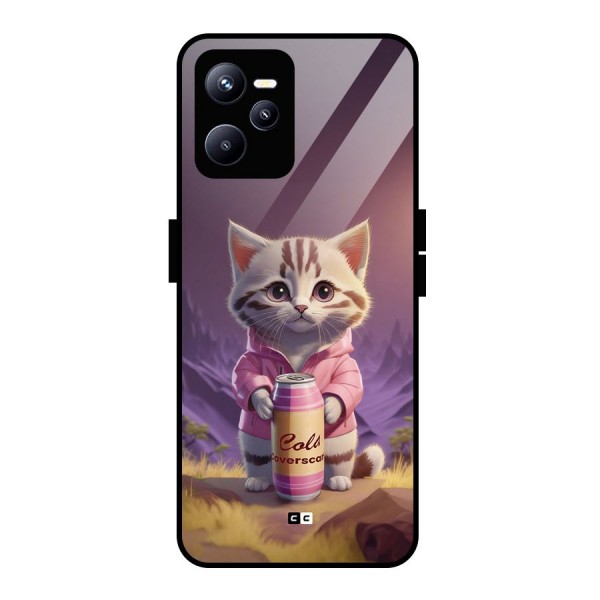 Cat Holding Can Glass Back Case for Realme C35