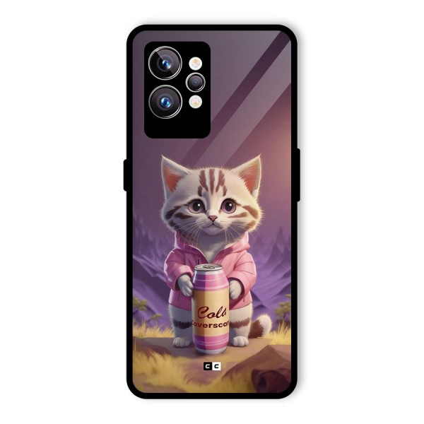 Cat Holding Can Glass Back Case for Realme GT2 Pro