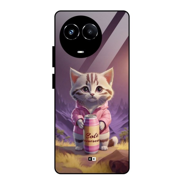 Cat Holding Can Glass Back Case for Realme Narzo 60X