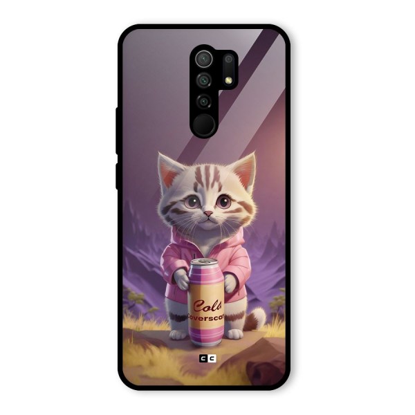 Cat Holding Can Glass Back Case for Redmi 9 Prime