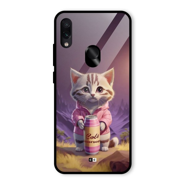 Cat Holding Can Glass Back Case for Redmi Note 7