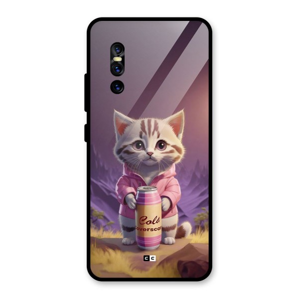 Cat Holding Can Glass Back Case for Vivo V15 Pro