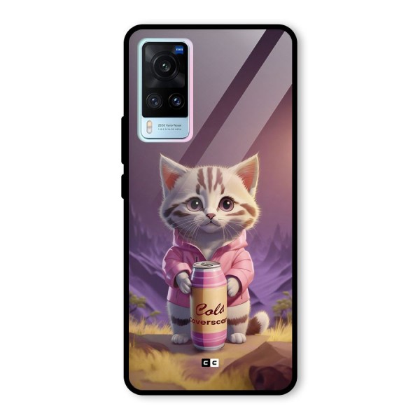 Cat Holding Can Glass Back Case for Vivo X60