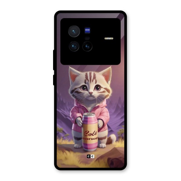 Cat Holding Can Glass Back Case for Vivo X80