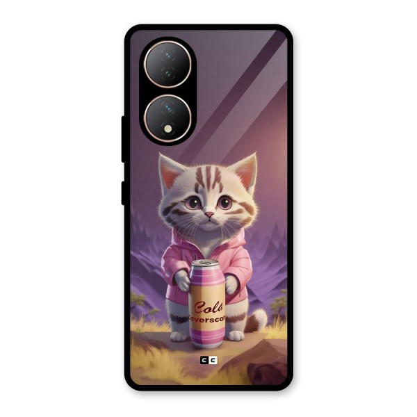 Cat Holding Can Glass Back Case for Vivo Y100A