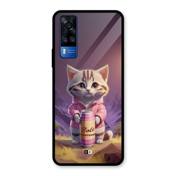 Cat Holding Can Glass Back Case for Vivo Y51