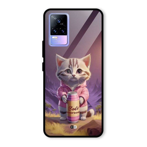 Cat Holding Can Glass Back Case for Vivo Y73