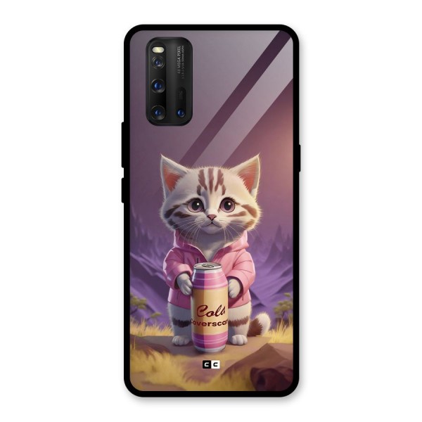 Cat Holding Can Glass Back Case for Vivo iQOO 3