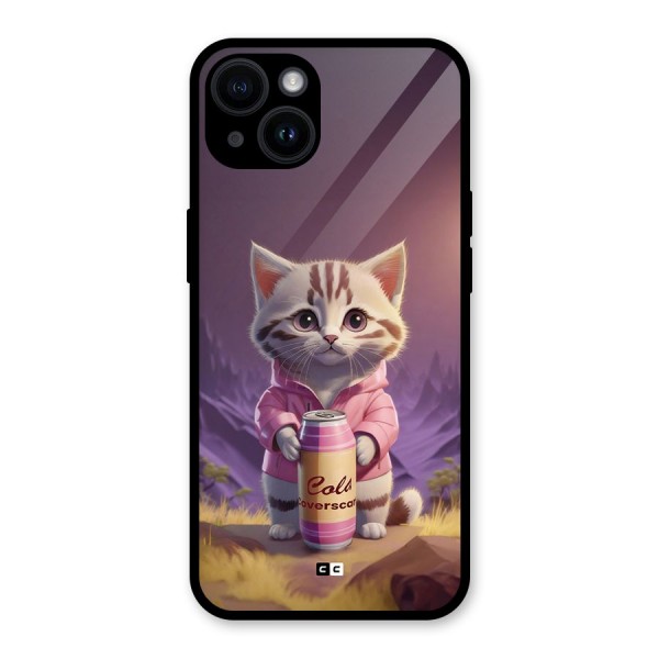 Cat Holding Can Glass Back Case for iPhone 14