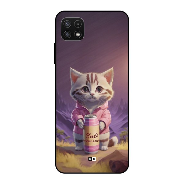 Cat Holding Can Metal Back Case for Galaxy A22 5G