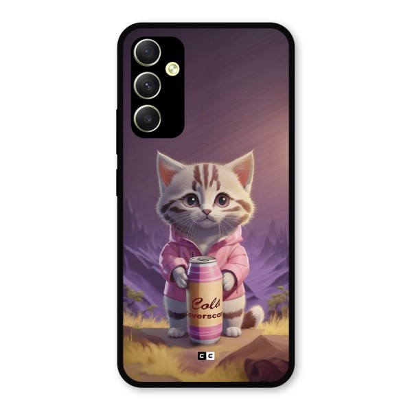 Cat Holding Can Metal Back Case for Galaxy A34