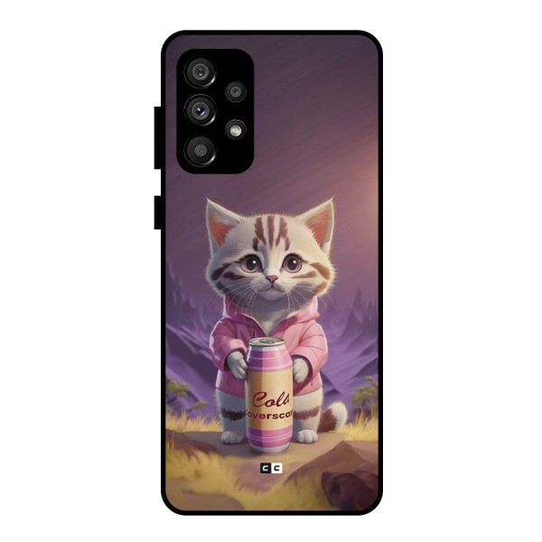 Cat Holding Can Metal Back Case for Galaxy A73 5G