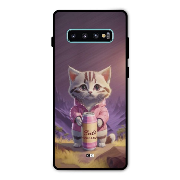 Cat Holding Can Metal Back Case for Galaxy S10 Plus