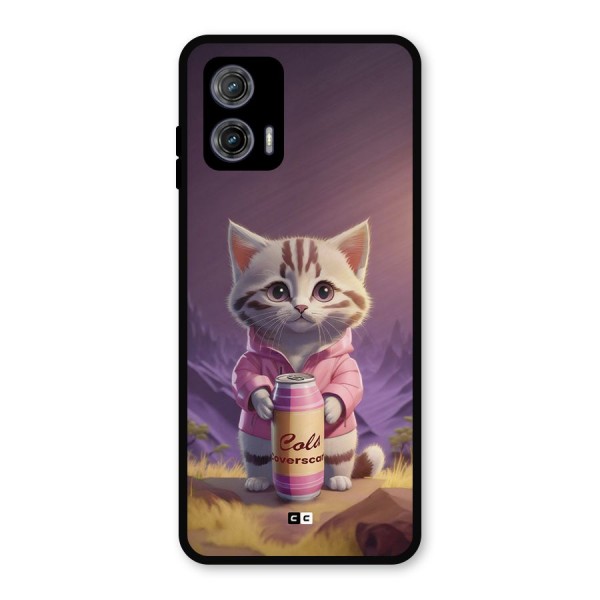 Cat Holding Can Metal Back Case for Moto G73