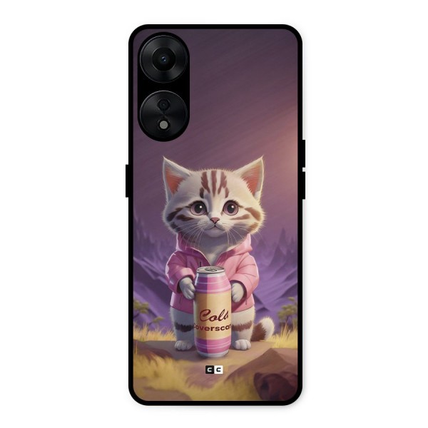 Cat Holding Can Metal Back Case for Oppo A78 5G