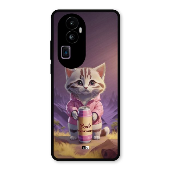 Cat Holding Can Metal Back Case for Oppo Reno10 Pro Plus