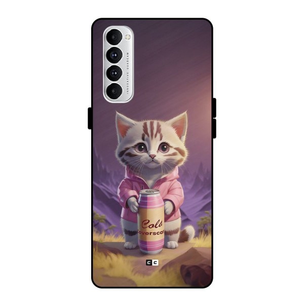 Cat Holding Can Metal Back Case for Oppo Reno4 Pro