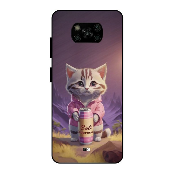 Cat Holding Can Metal Back Case for Poco X3