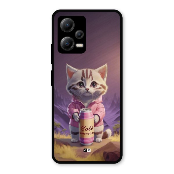 Cat Holding Can Metal Back Case for Poco X5