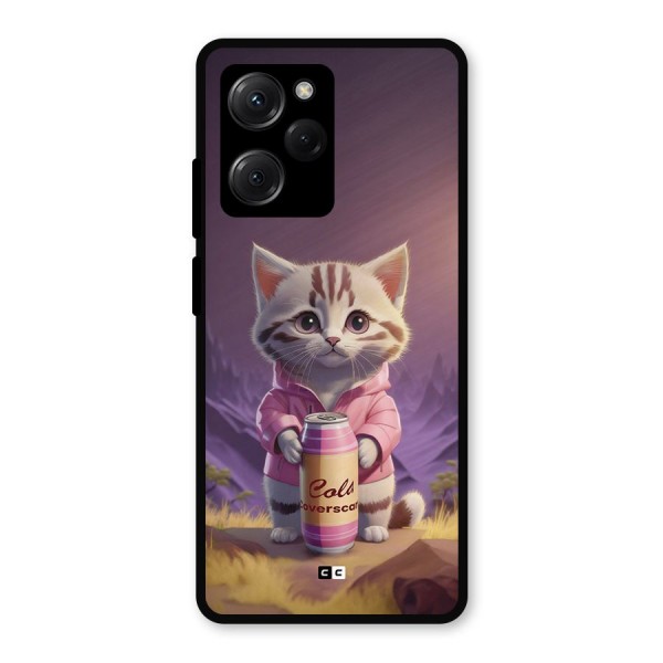 Cat Holding Can Metal Back Case for Poco X5 Pro